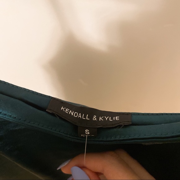 NWT Kendall & Kylie Forest Green Satin Slip Dress - Picture 3 of 5